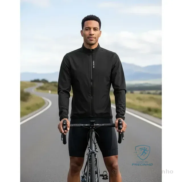 Jaqueta Ciclismo Masculino Mtb Corta Vento Preto Com Bolso