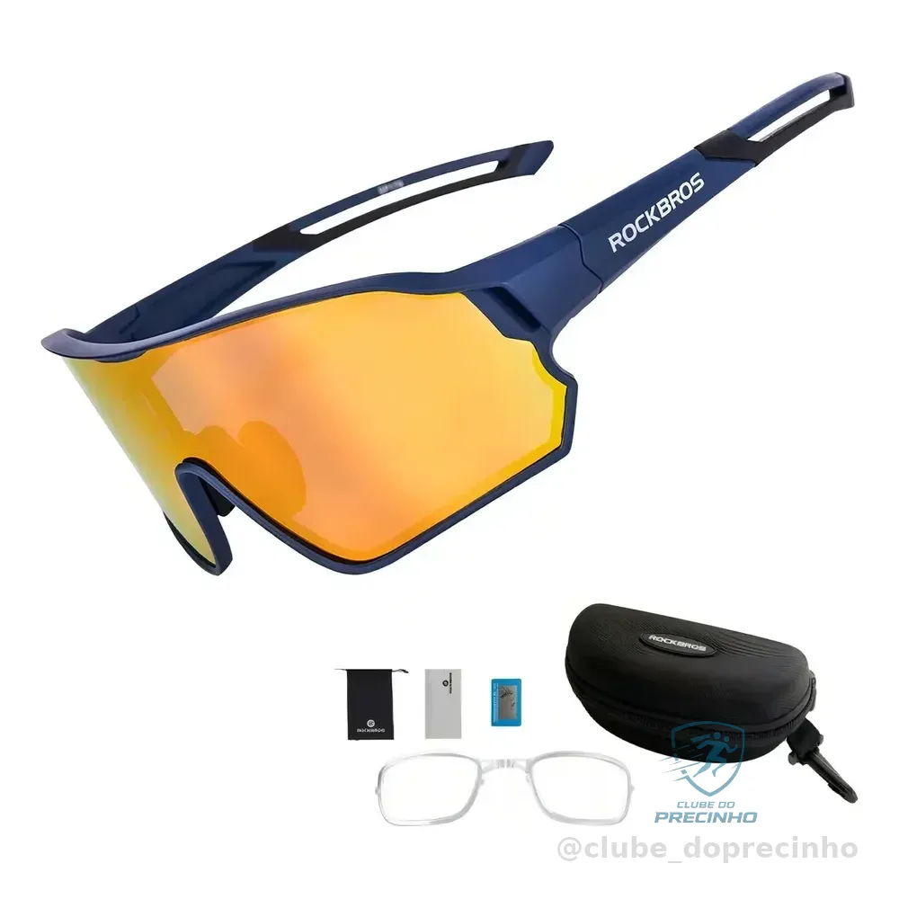 Óculos Mtb Speed Ciclismo Rockbros Azul Uv400 Polarizad Clip
