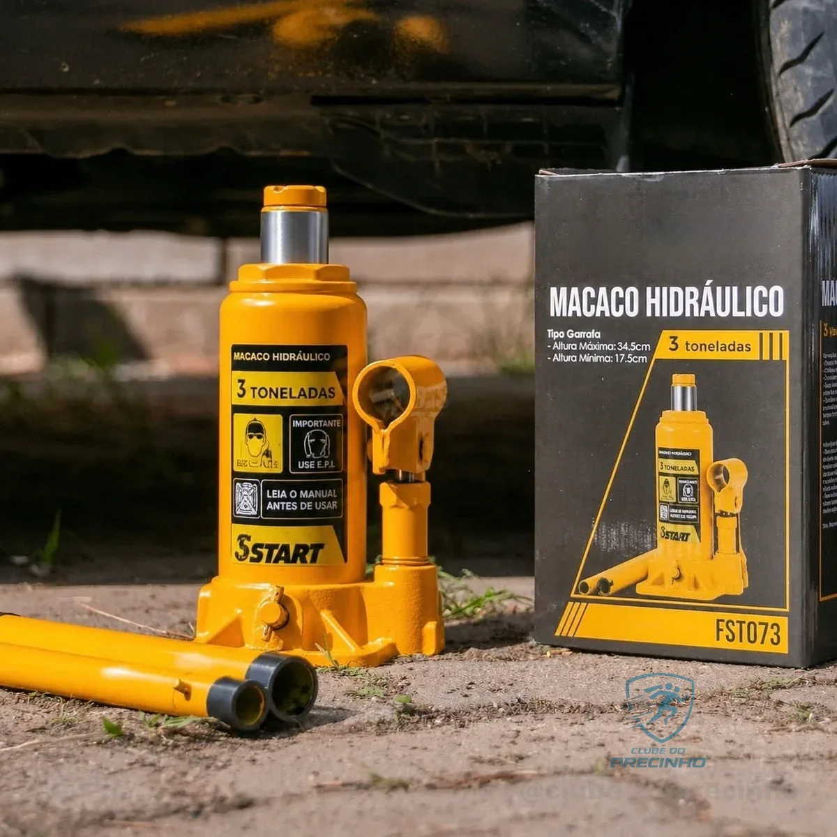 Macaco Hidráulico 3 Toneladas Tipo Garrafa Universal Carros Van Caminhonete Start