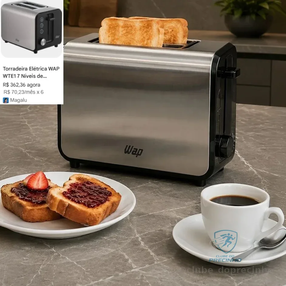 WAP Cozinha WTE1 Cor Preto e Inox Torradeira Elétrica 220V