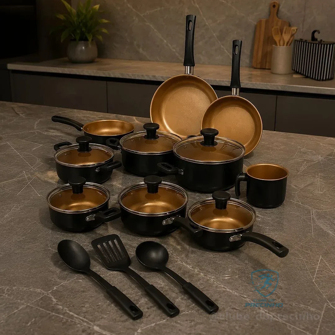 Jogo De Panelas 13 Peças Aluminio Teflon Antiaderente Com Tampas De Vidro Imperial