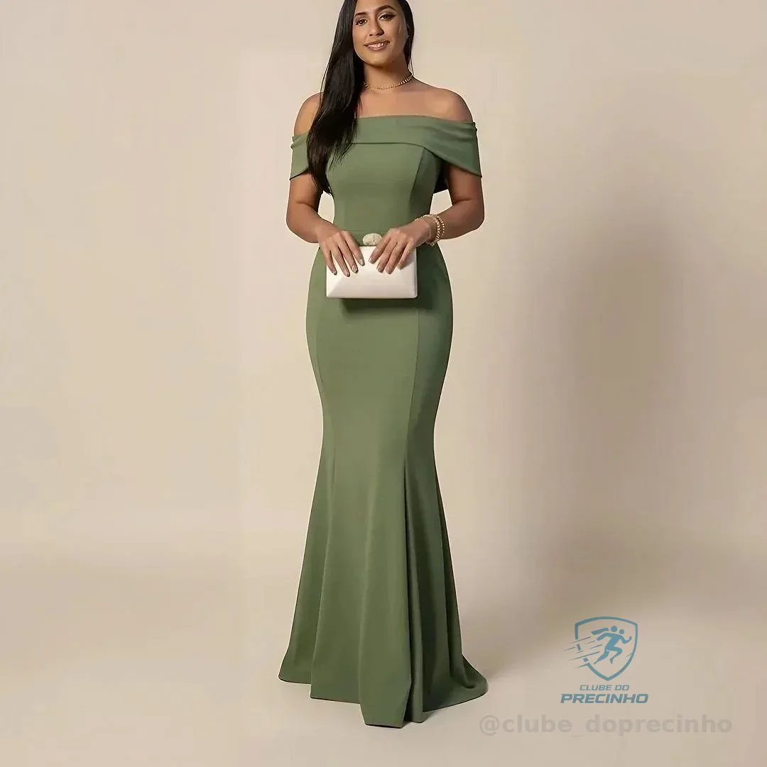 Vestido Longo Ombro A Ombro Com Bojos (7 cores)
