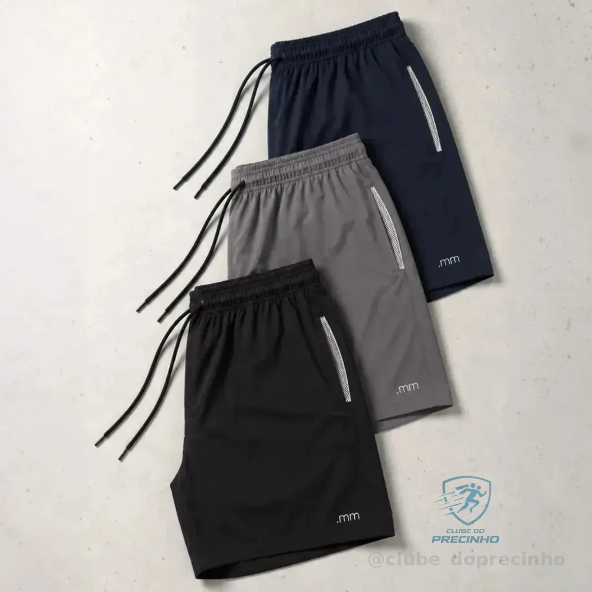 Kit 3 Bermuda Masculina Tactel Com Elastano Academia Treino