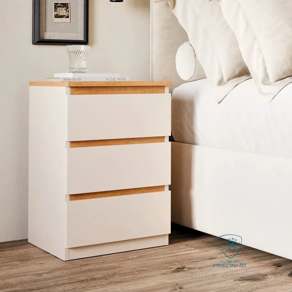Mesa De Cabeceira Retrô Quarto Decoração 3 Gavetas - Cores