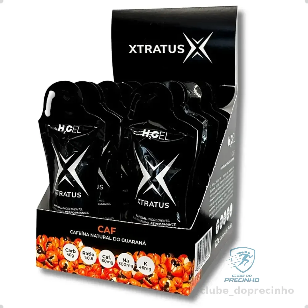 Gel Energético Xtratus Com Cafeína Para Performance Esportiva Sem Sabor 12x40g