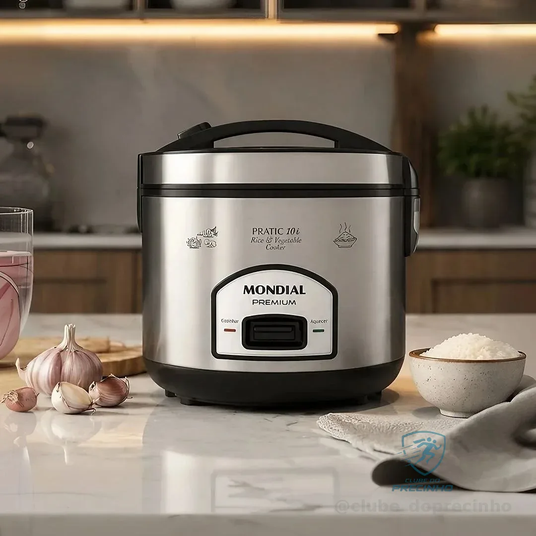 MONDIAL Panela Elétrica de Arroz, Preto/Inox, 700W, 110V - PE-42-10X