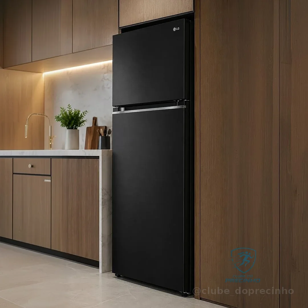 LG geladeira GN-B392PX com freezer 395 litros preta 127V