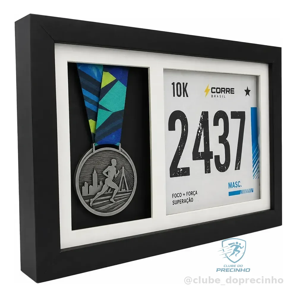 Quadro Moldura Portamedalha - Foto E Medalha Preto E Branco