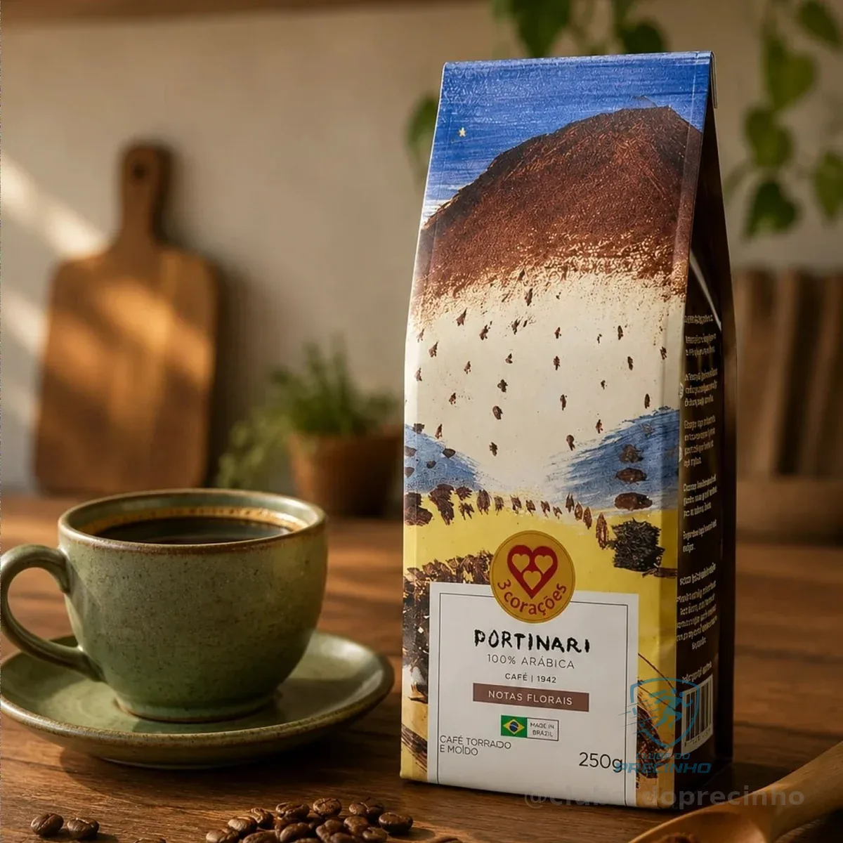 3 Corações Café Torrado e Moído Gourmet Portinari, Notas Florais, 250G
