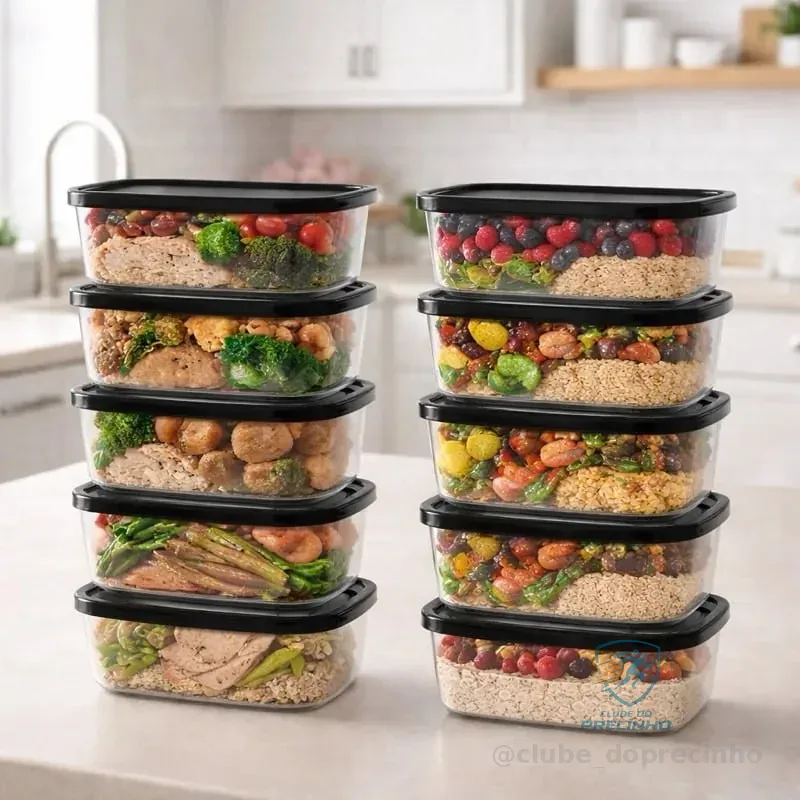 Kit 10 Potes Transparentes 500ml Bpa Free Microondas Freezer