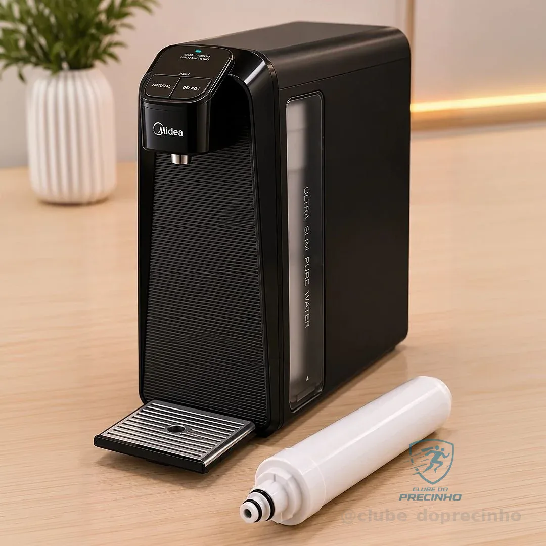 Purificador De Água Midea Slim Pure Cinza Bivolt + 1 Filtro Refil Reserva Original