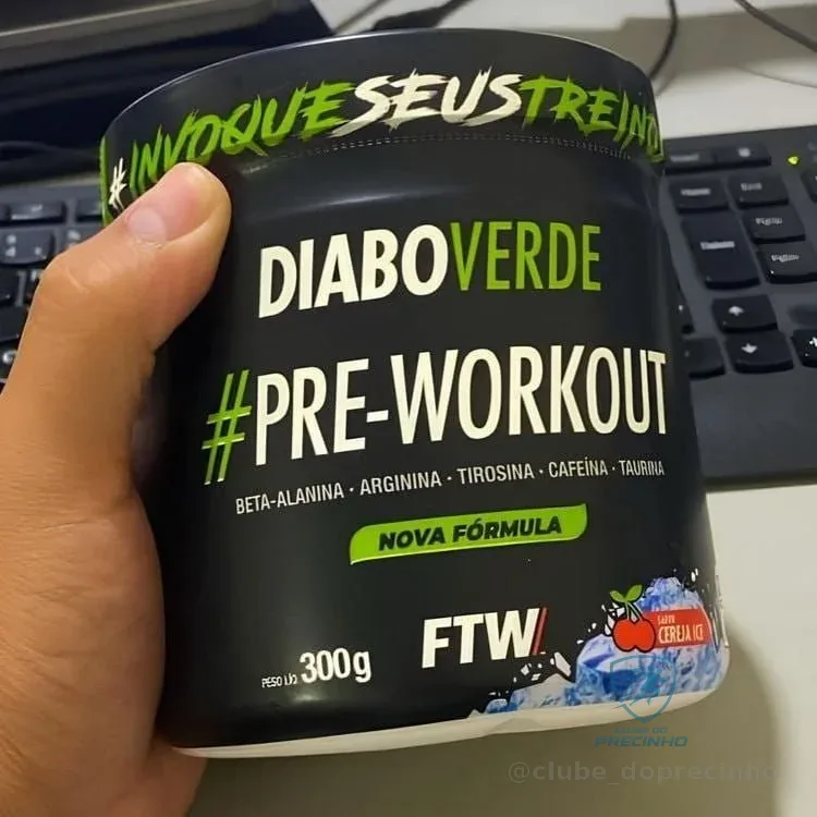 Pré Treino Pre Workout DIABO VERDE Pote 300g Sabor Cereja Ice FTW