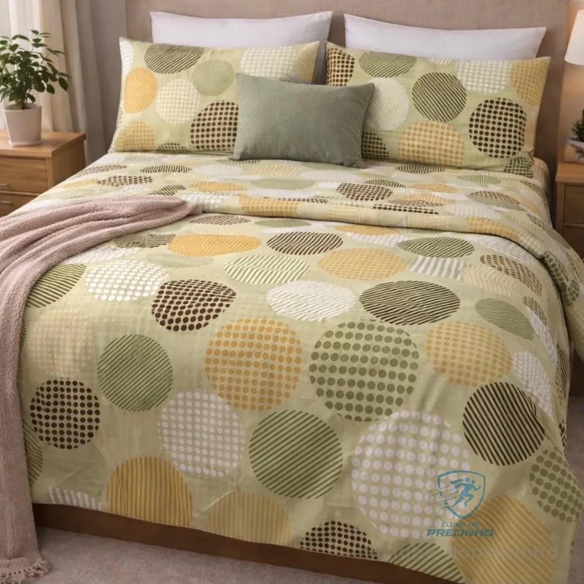 Jogo De Lençol Casal 400 Fios 4 Peças Conforto Premium Cama Bolinhas Cinza Estampado