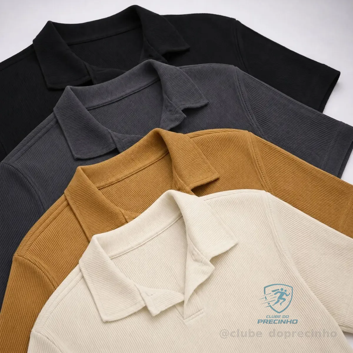 Camisa Camiseta Polo Masculina Texturizada Sem Botão