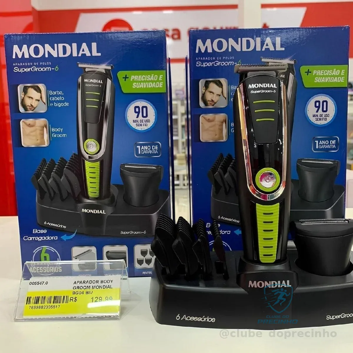 MONDIAL Aparador de Pelos Super Groom 06, Preto/Verde, 6W, Bivolt - BG-04