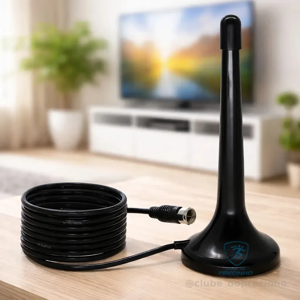 Antena Digital HDTV Com Cabo 4 Metros Sinal Hd Estável Alta Performance Interna E Externa