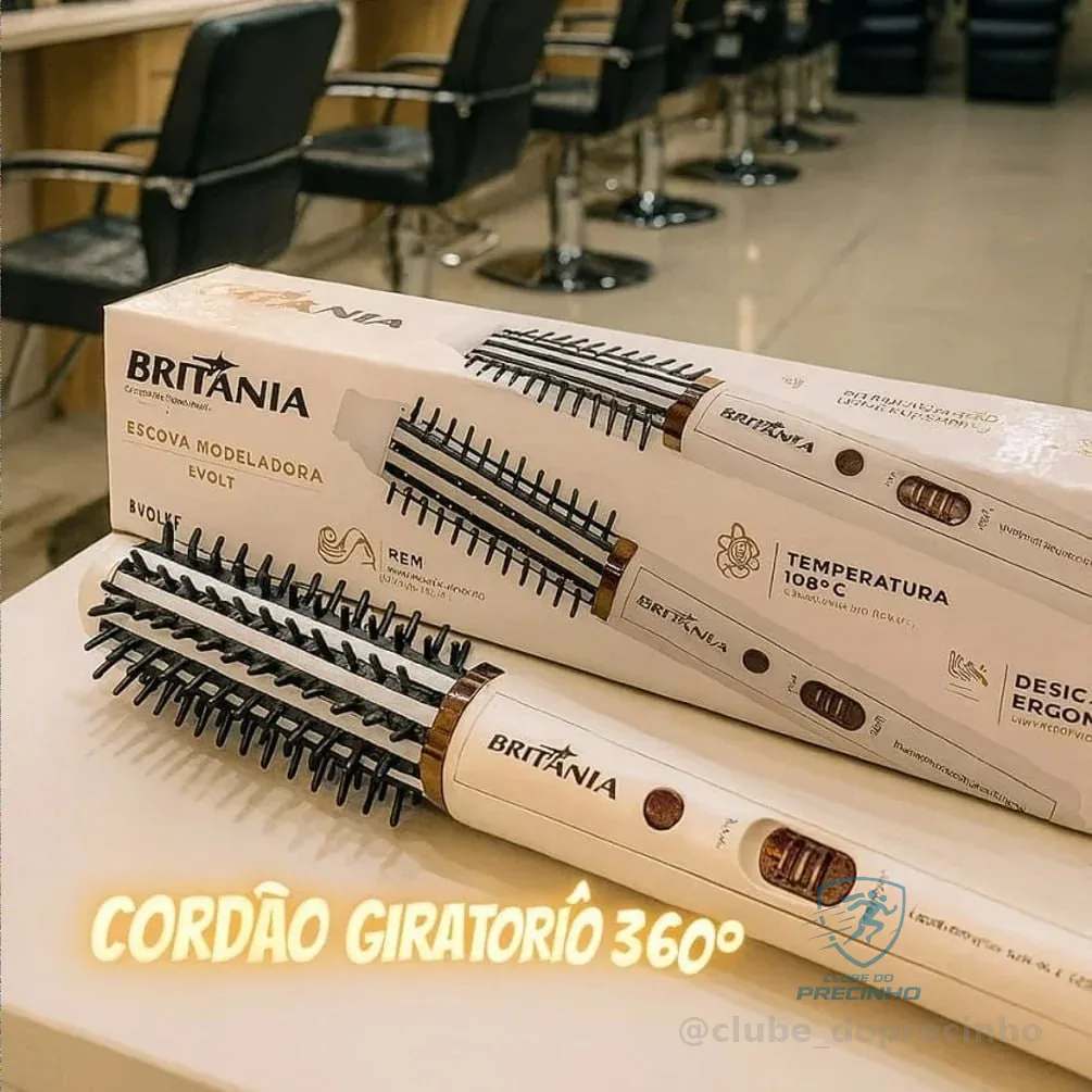 Escova Modeladora Britânia Bec04 2 Em 1 Branca Bivolt