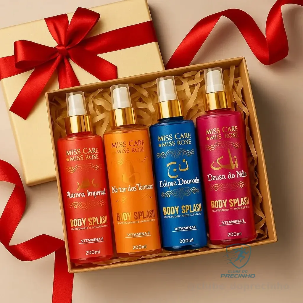 4 Body Splash Miss Rose Colônia Árabe Vitaminada 800ml
