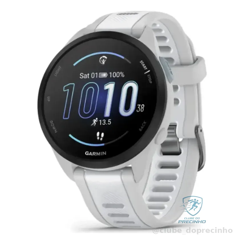 Relógio Garmin Forerunner 165 Com Monitor Cardíaco De Pulso E Gps Branco E Cinza 43 Mm