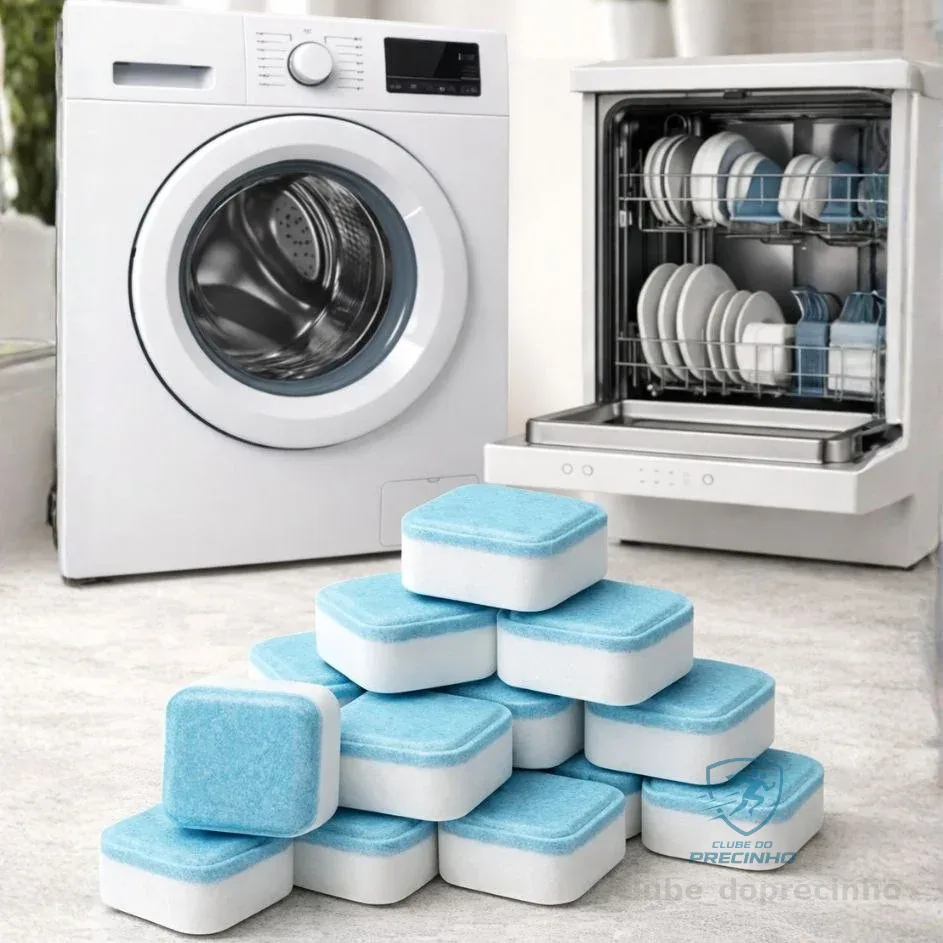 Kit 12 Pastilha Tablete Higieniza Limpa Tambor Máquina Lavar