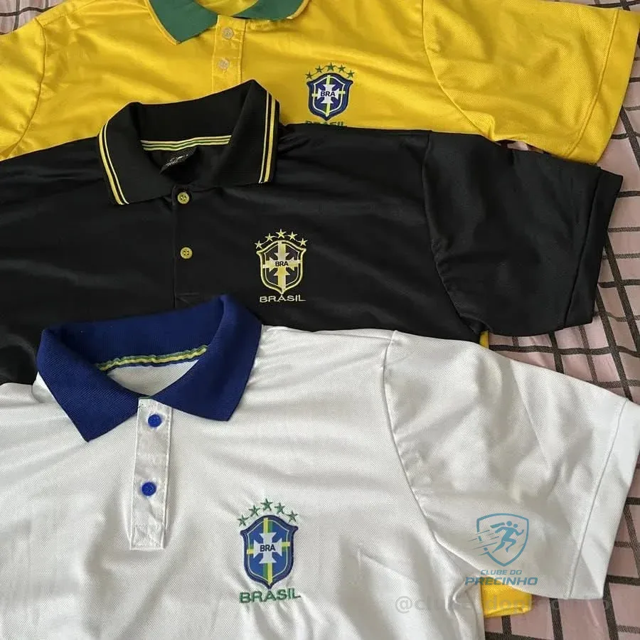 Camisa Gola Polo Do Brasil Selecao Brasileira Premium Hexa