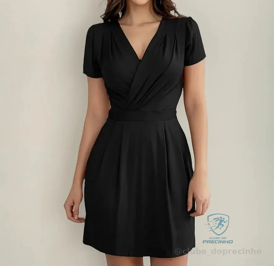 Vestido Transpassado Manga Curta Soltinho (7 cores)