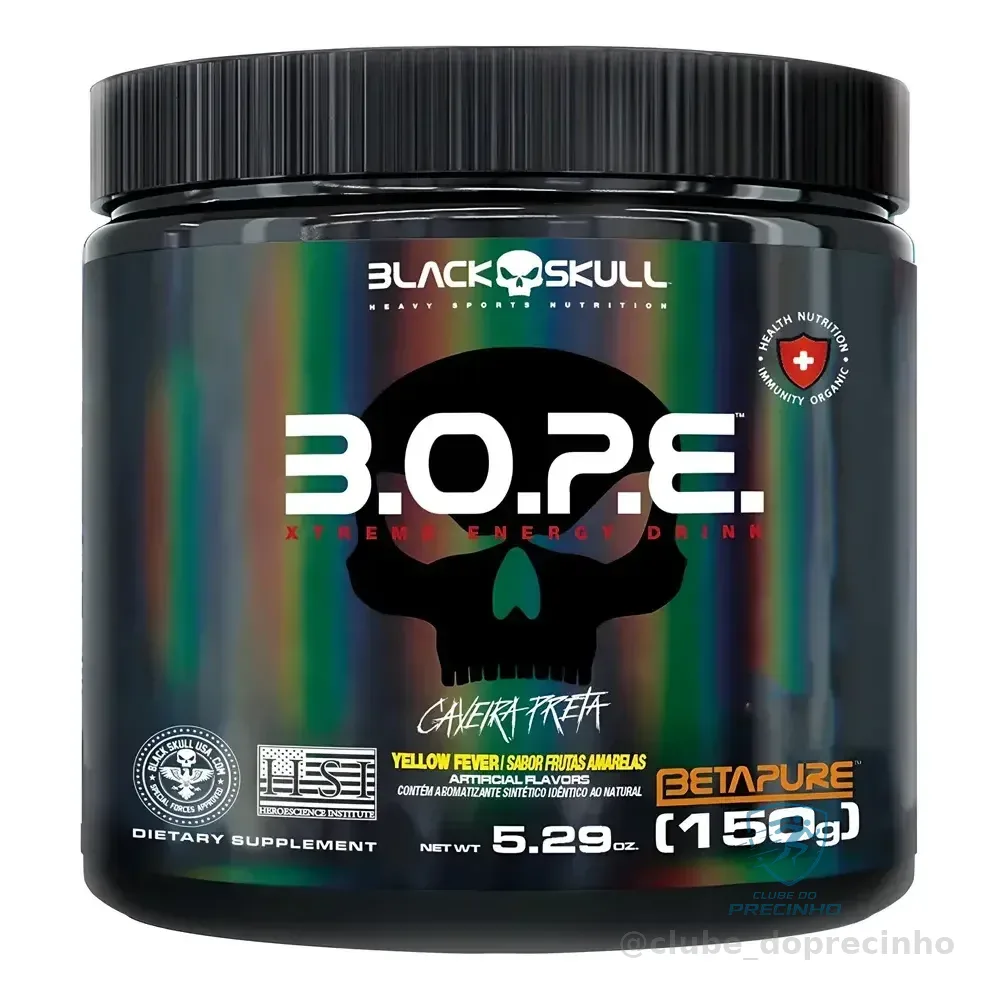 Pré Treino Bope Betapure 150g - Black Skull Sabor Frutas Amarelas