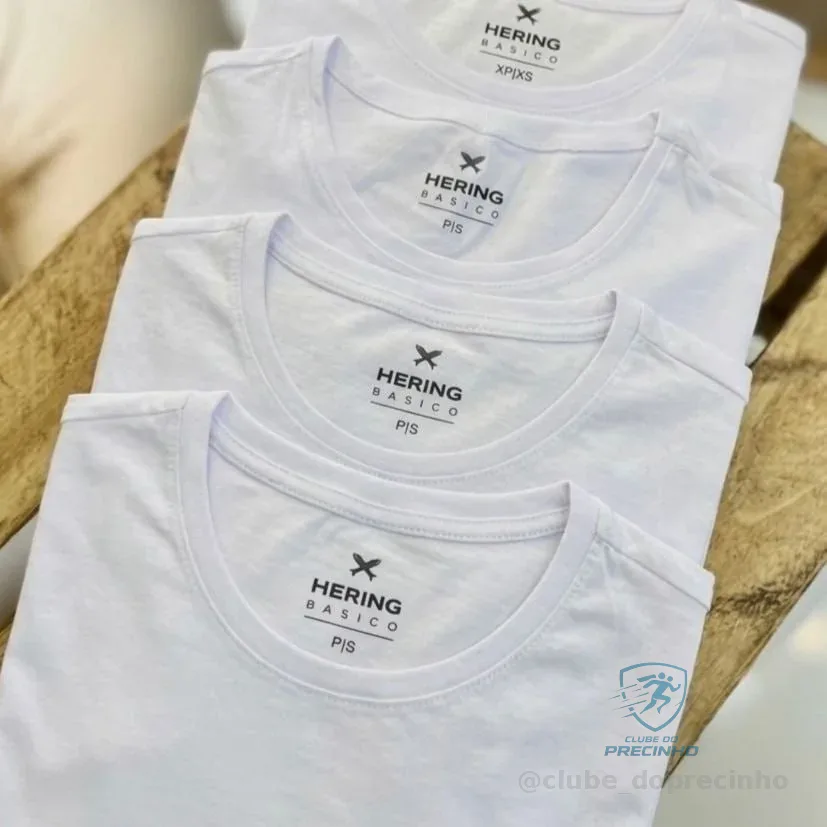 Kit 5 Camisetas Feminina Manga Curta Branca Hering