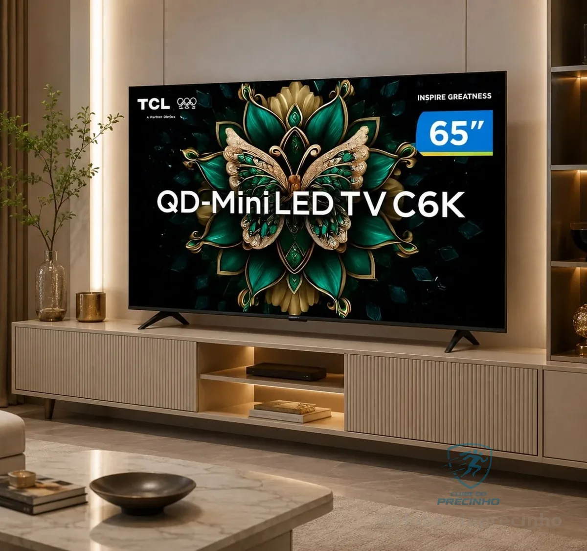 Smart Tv 65 65c6k 4k Qd-mini Led 144hz Com Google Tv Tcl