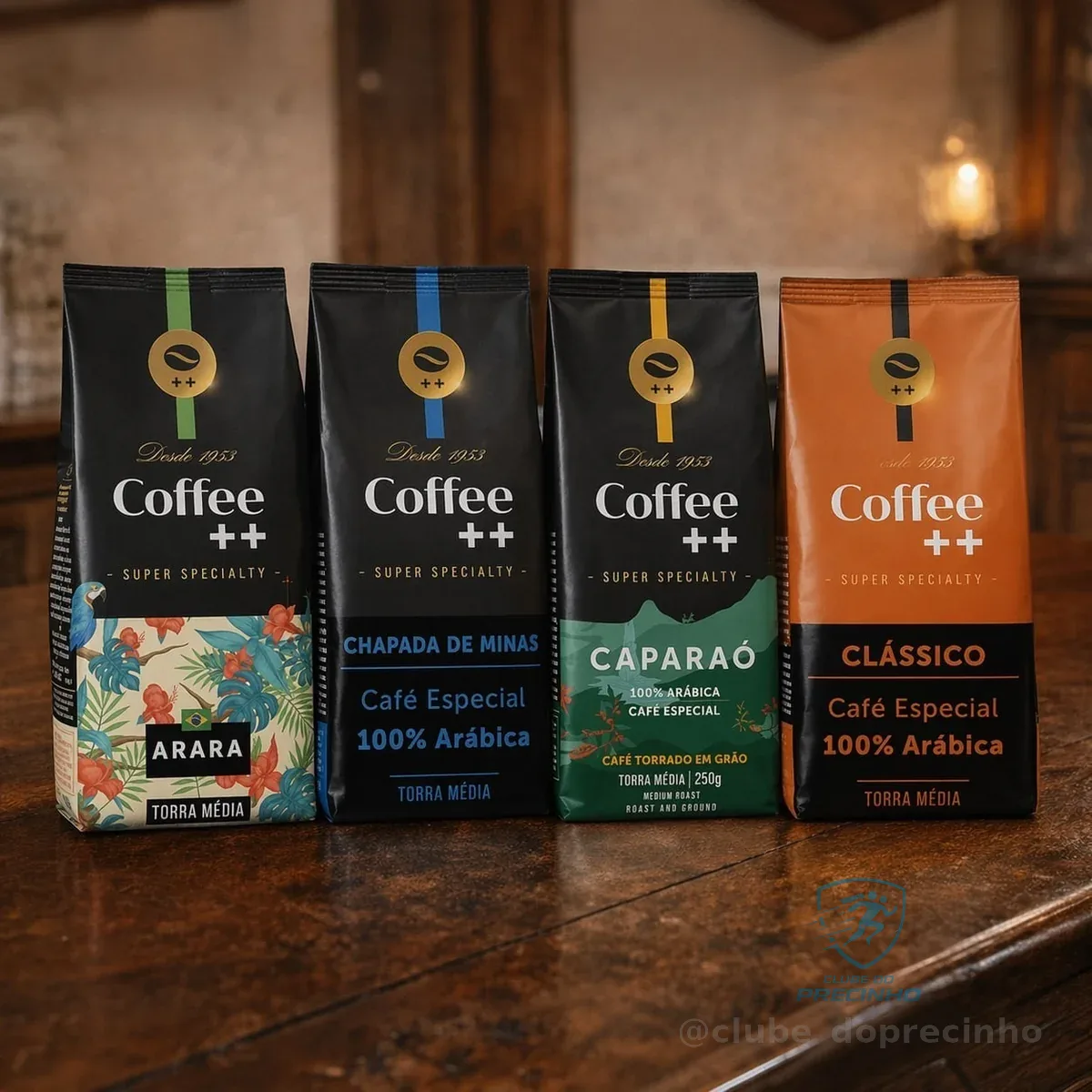 Kit 4 Pacotes Café Especial Em Grãos Coffee Mais Clássico, Caparaó, Chapada e Arara