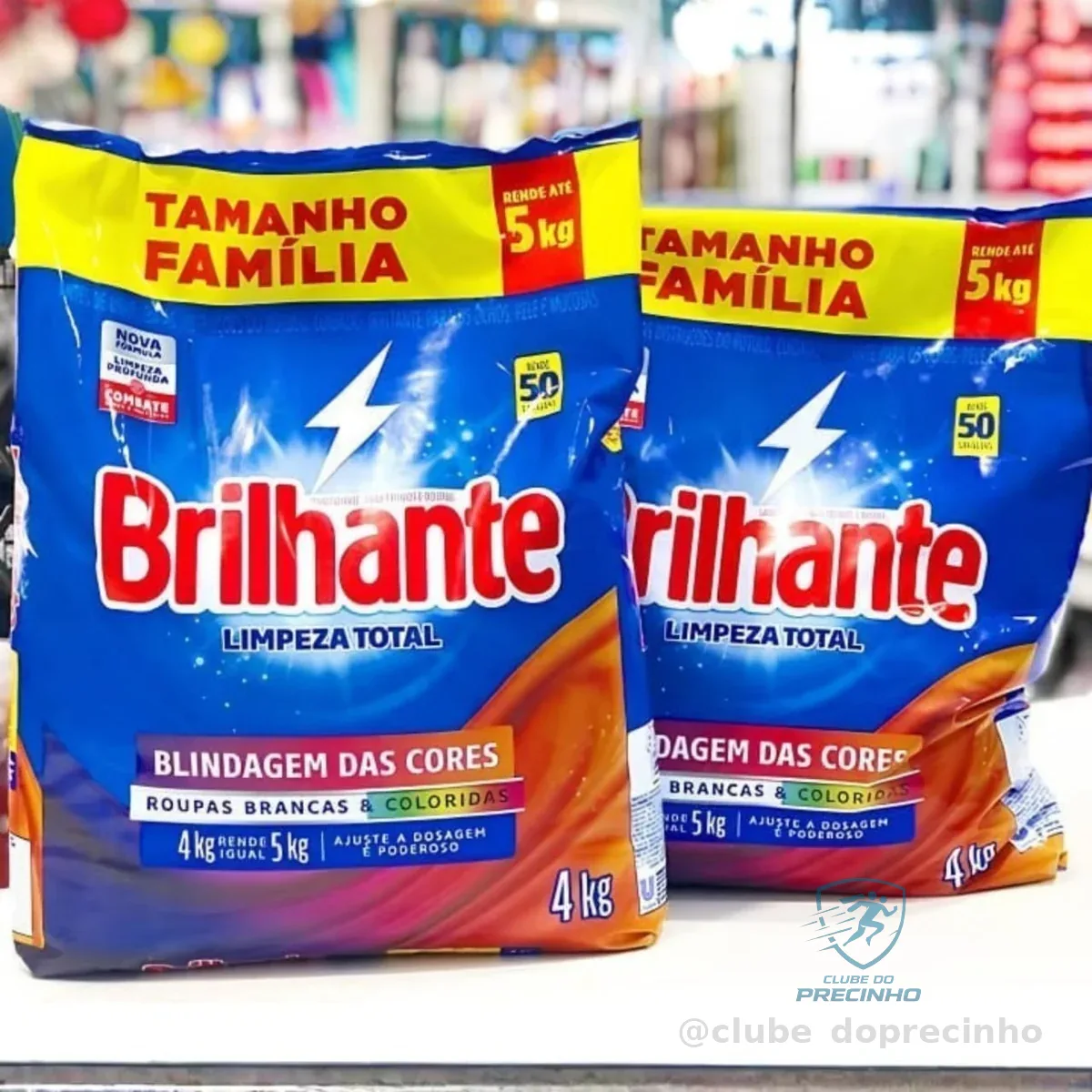 Brilhante Lava-Roupas Em Pó Roupas Brancas E Coloridas Limpeza Total Pacote Tamanho Família 4 Kg