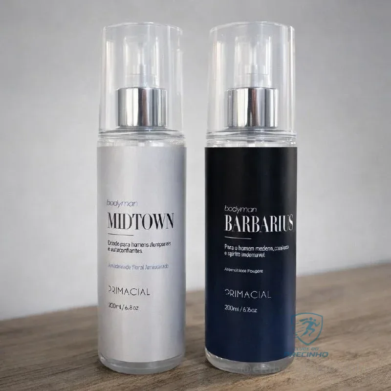 Kit Body Splash Masculino Barbarius E Midtown 200ml - Primacial Perfume Fresco Amadeirado