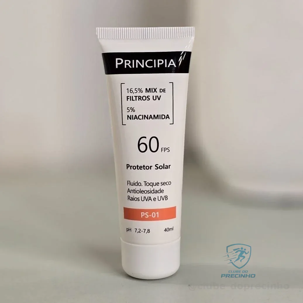 Protetor Solar Facial Principia FPS 60, 16,5% Mix de Filtros UV + 5% Niacinamida FPS 60 PS-01 com 40ml