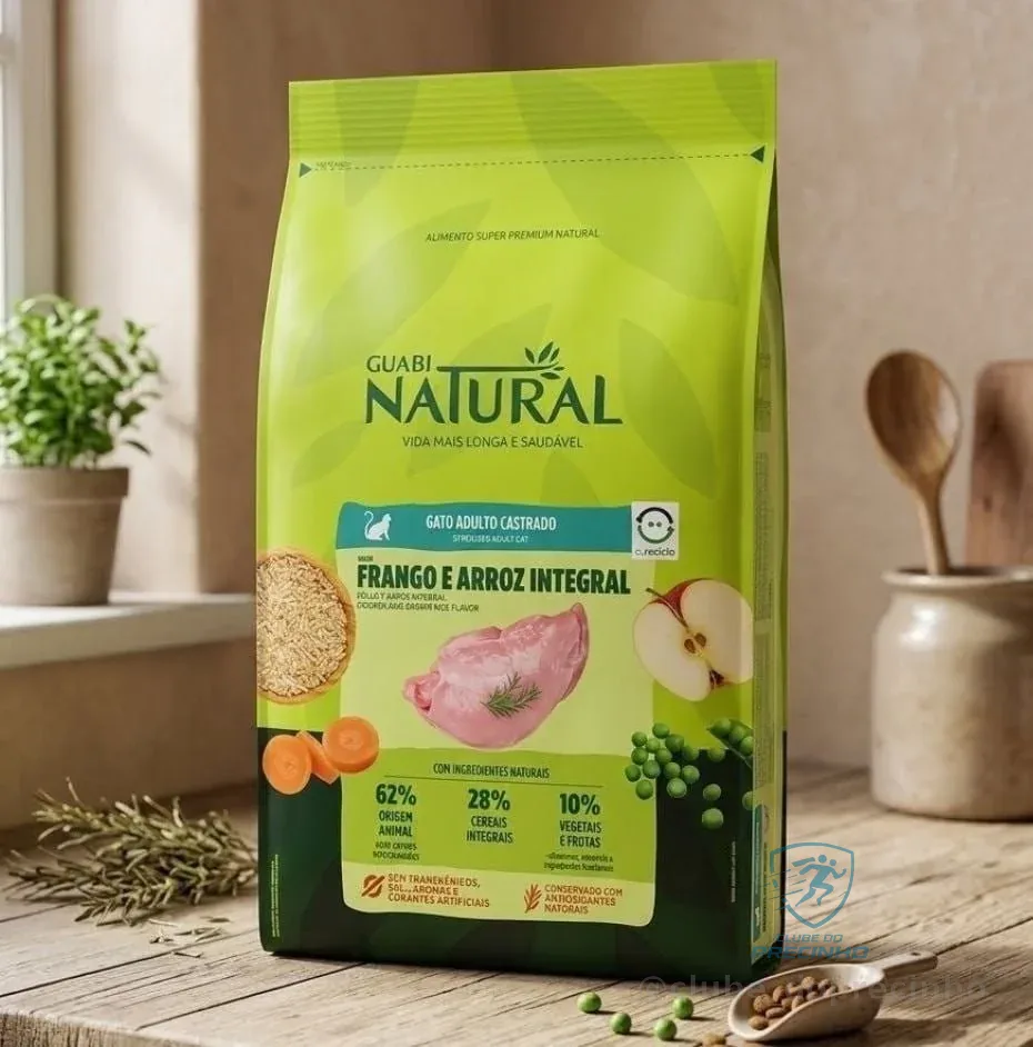 NUTRIÇÃO NATURAL PARA CASTRADOSRação Guabi Natural Gatos Castrados Frango E Arroz 7,5kg