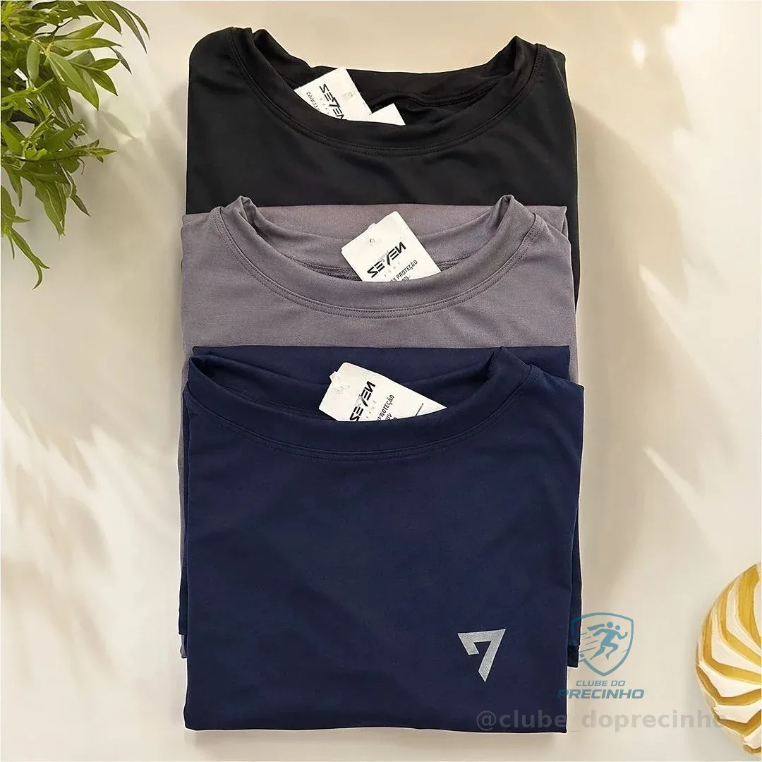 Kit 3 Camisetas Térmicas Masculina Segunda Pele Camisa Uv50-