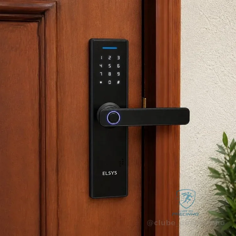 Fechadura Digital De Embutir Com Biometria, Elsys, Esf-de2000b, Preta - Abertura Via Biometria E Senha Numérica