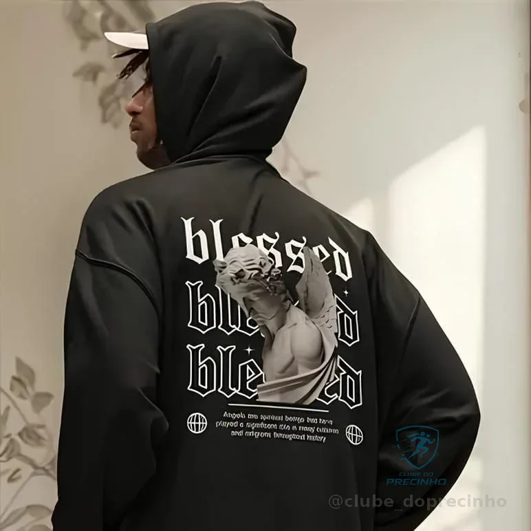 Blusa De Moletom Masculino Respect Blessed Angel Canguru (4 cores)