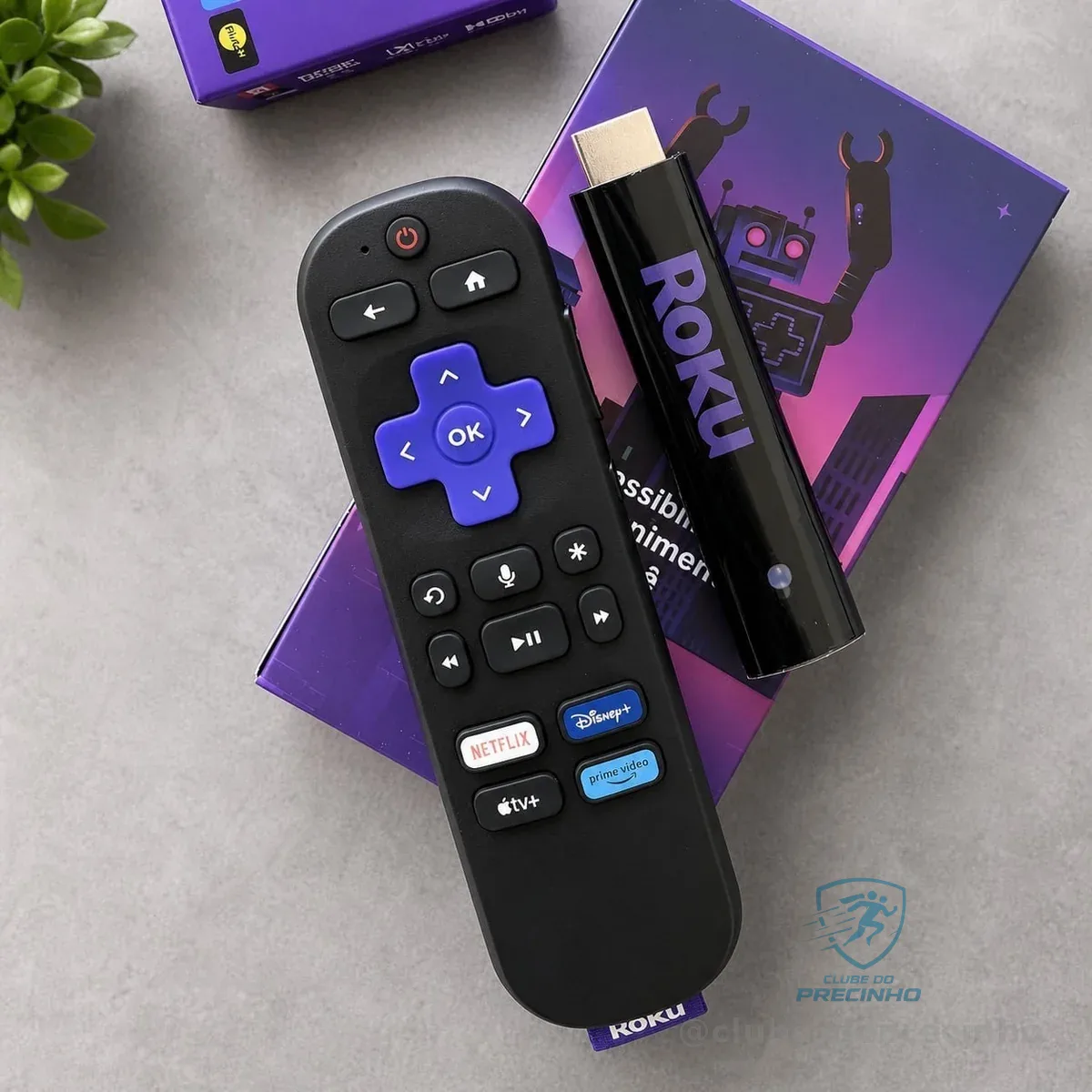 Roku Streaming Stick 2025 Para Tv Hd/fhd Controle Por Voz Preto De Voz