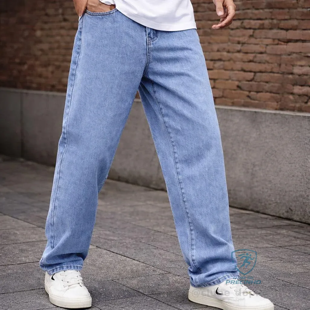 Calça Jeans Balão Masculina Baggy Bag Reta Larga
