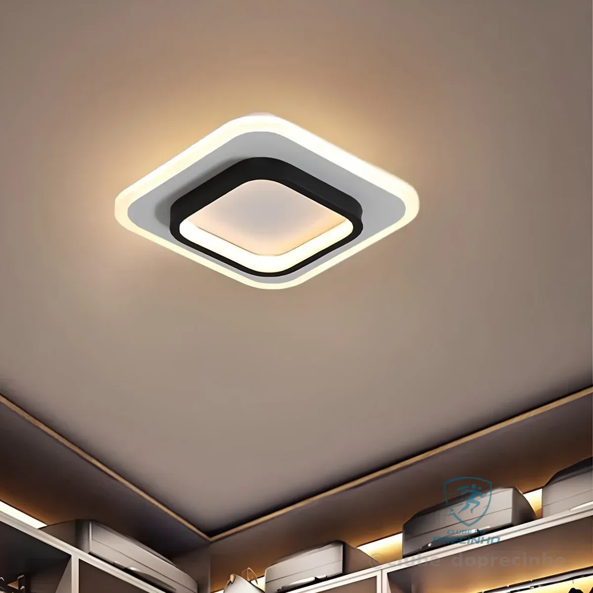 Luminária Sobrepor Plafon Led Preto Quadrado 3 Cores Bivolt