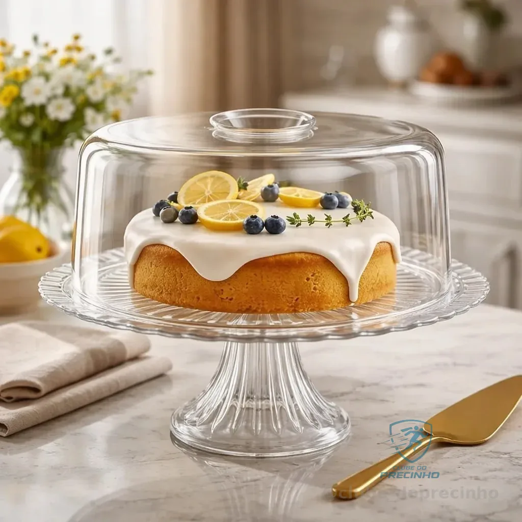 Prato / Boleira Gourmet Ruvolo Vidro + Tampa Plástica 32cm