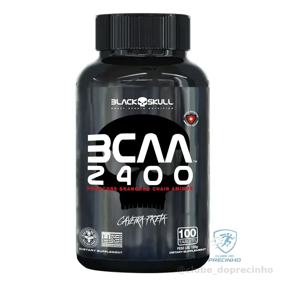 Bcaa 2400 Caveira Preta 100 Tabs - Black Skull Sabor Sem Sabor