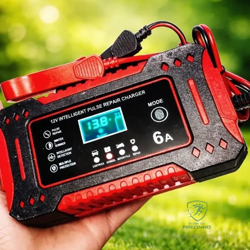 Carregador Inteligente De Bateria Automotiva Portátil 12v 6a
