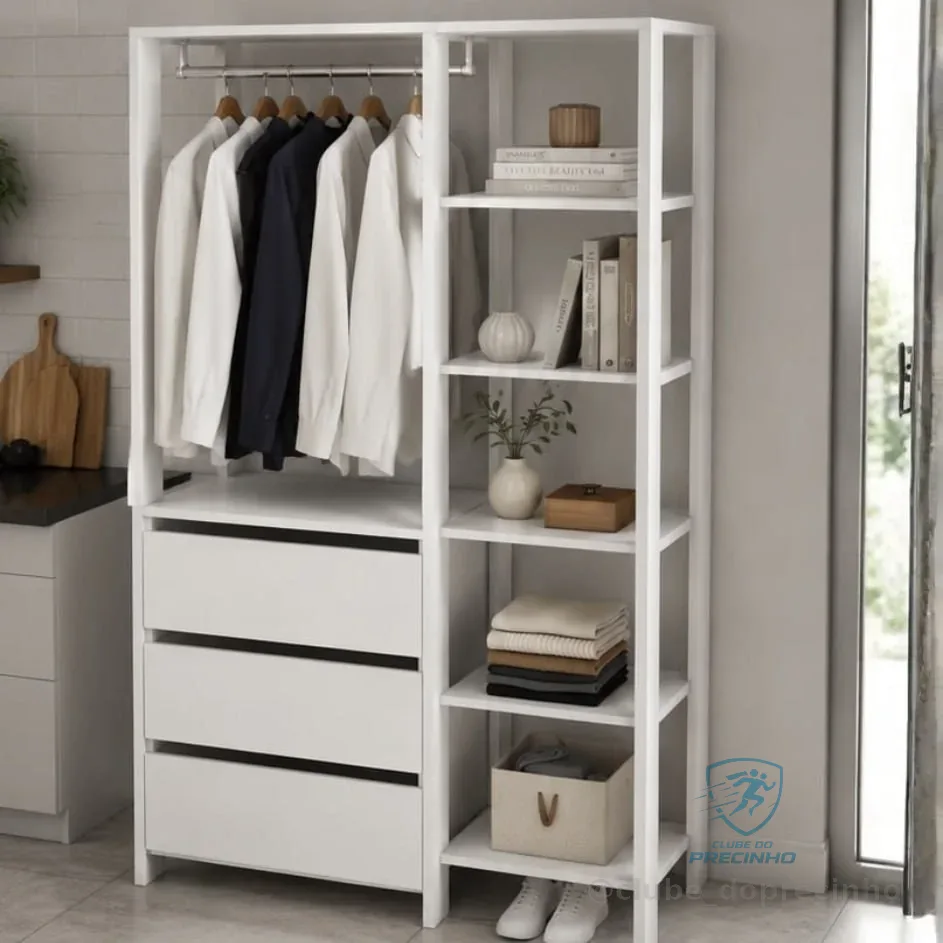 Closet 03 Gavetas Db001 Branco Pp Milani Store Branco