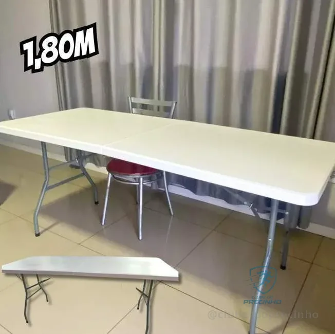 Mesa Dobrável Com 1,80m Alça Vira Maleta Portatil Camping