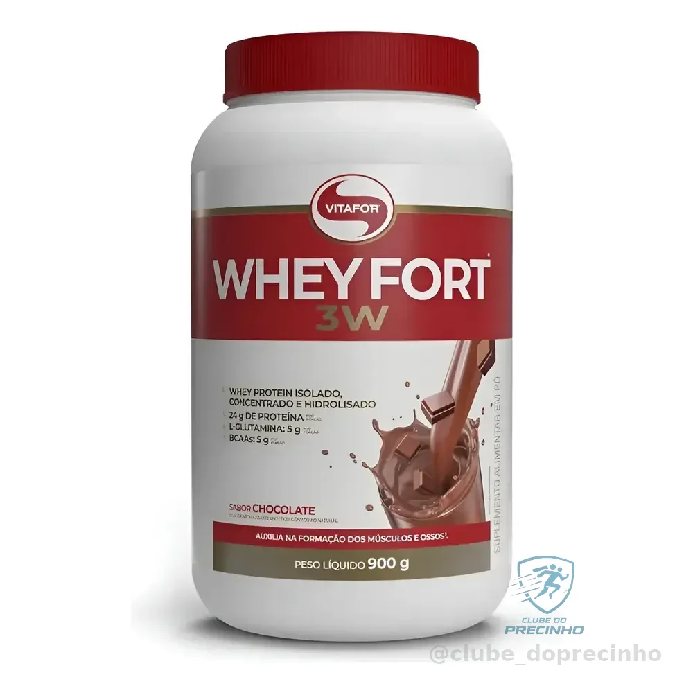 Whey Fort 3w Pote 900g 24g Proteínas - Vitafor Chocolate