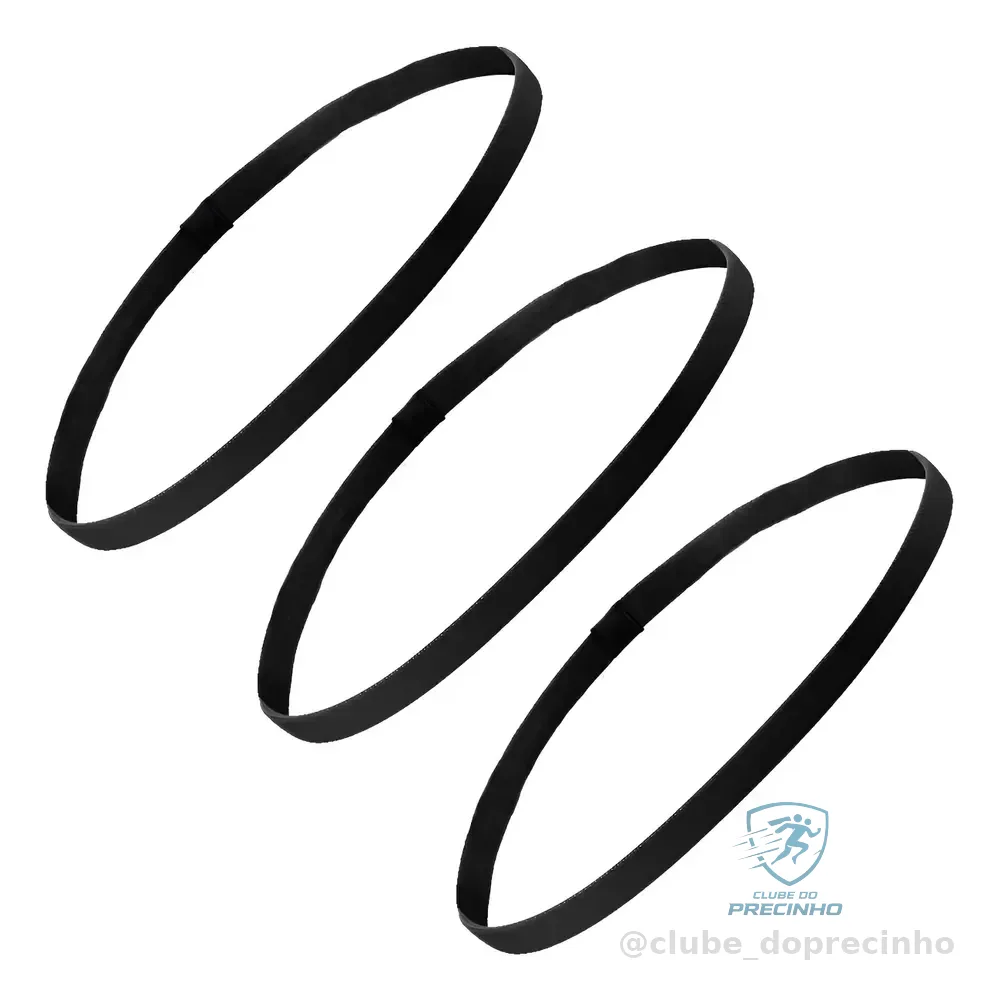 3 Faixas Cabelo Suor Headband Corrida Esporte Testa Volei Preto