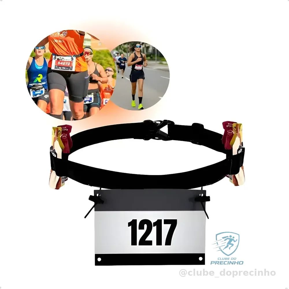 Cinto Porta Numero Para Corrida Triathlon Ciclismo Carbo Gel Preto