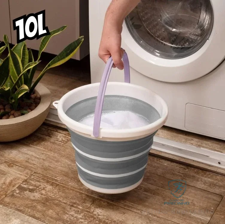 Powermaid Balde Retrátil de Silicone Multiuso - com Alça Dobrável - 10 L