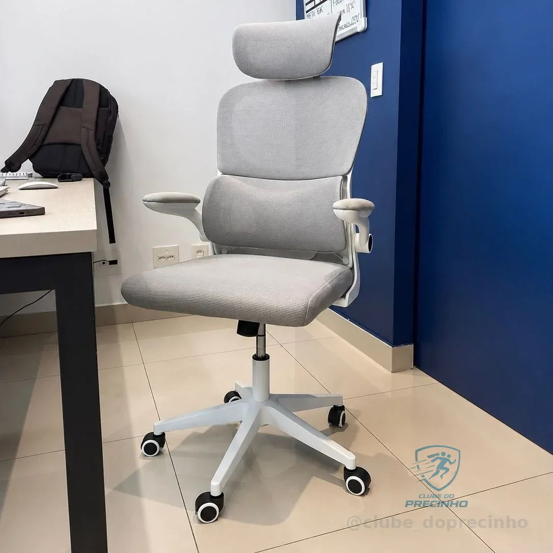 Cadeira Escritório Ergonômica Python Fly B07 Cinza Com Suporte Lombar